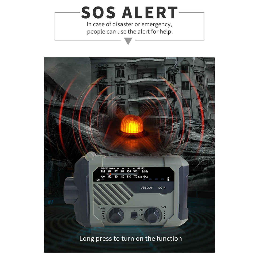 ResQ Emergency Weather Radio – AM/FM/NOAA with LED Flashlight, Reading Lamp, SOS & Power Bank 7