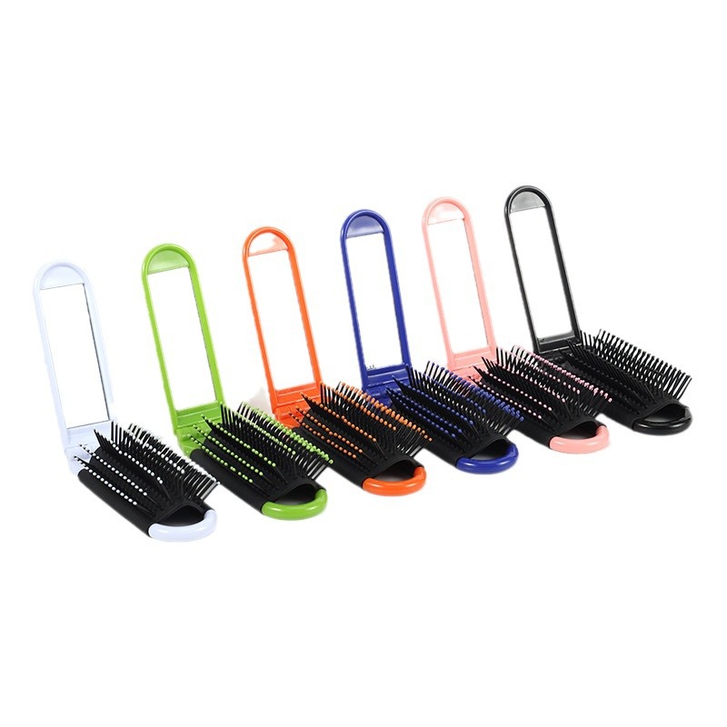 Foldable Hair Brush with Compact Mirror for Thick Curly Hair Brush 3