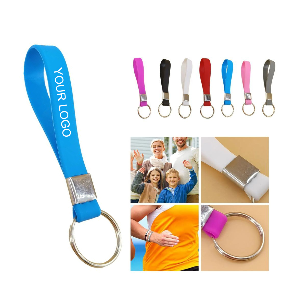 Silicone Wristband Key Chain in Vibrant Colors Customizable 12
