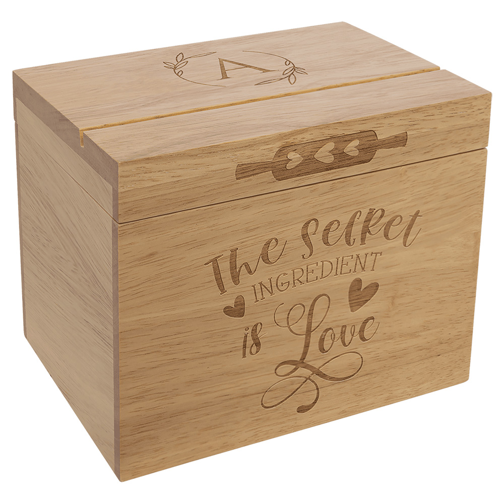 RECIPE CARD WOOD BOX (RECIPE CARDS NOT INCLUDED) 1