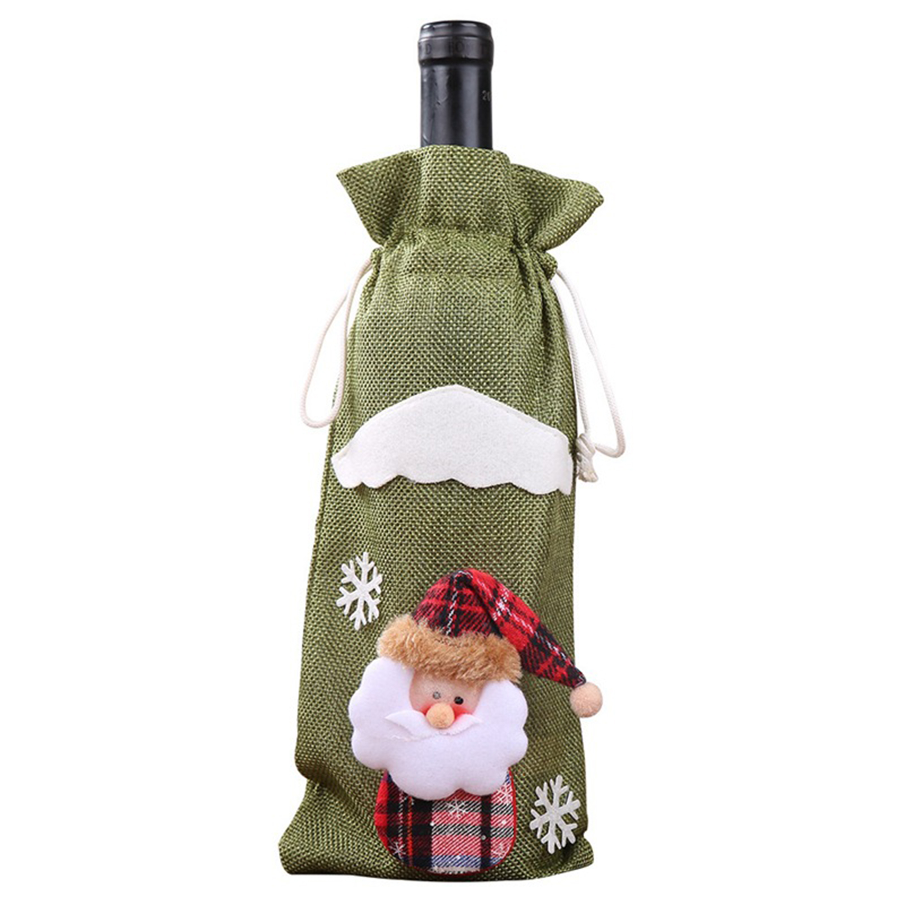 Wine Bottle Christmas Drawstring Bag 1