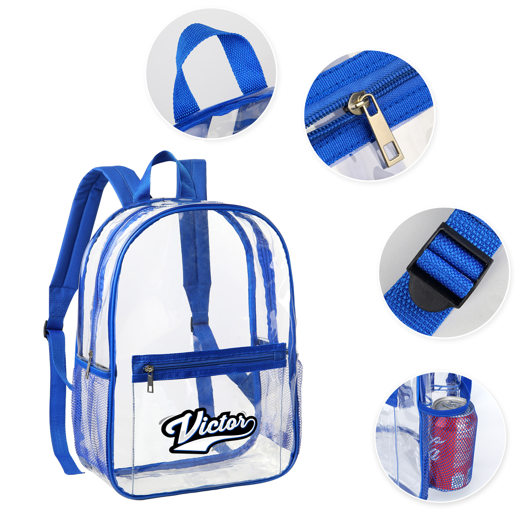 Heavy Duty Security Clear PVC School Backpack(Ocean) 7