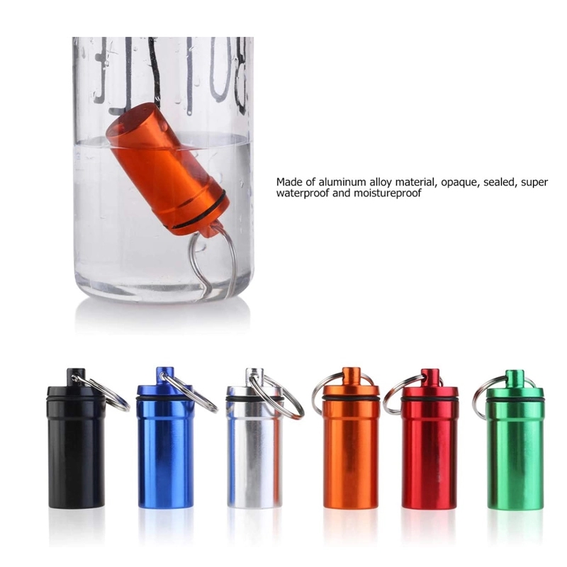 Waterproof Aluminum Pill Holder Keychain Container 2