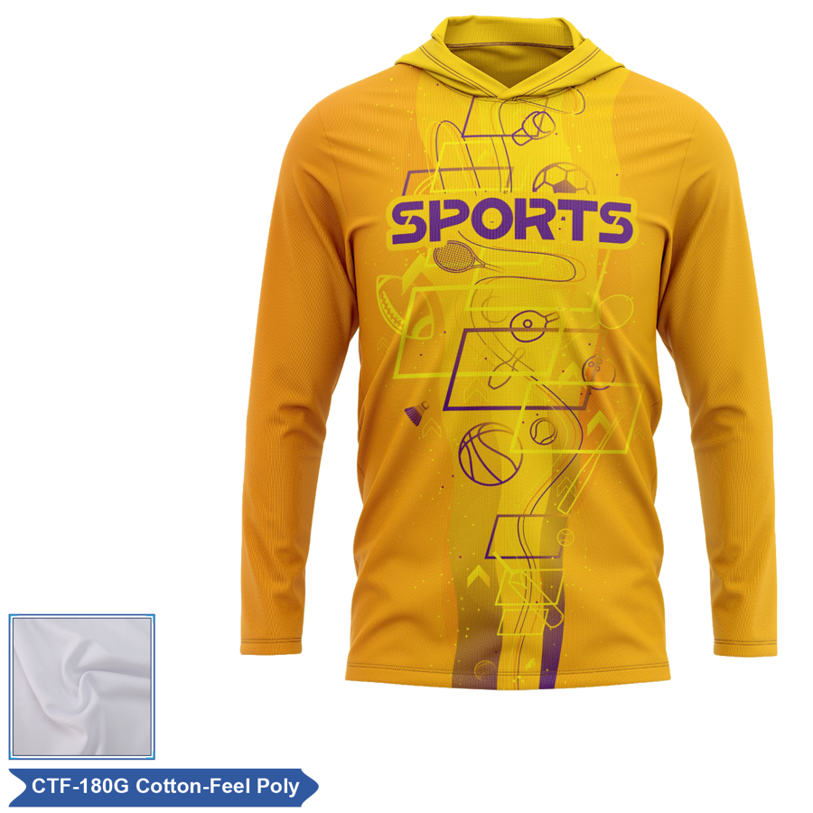 Unisex & Kids' Sublimation 180G Cotton-Feel LS Hooded Tee 7
