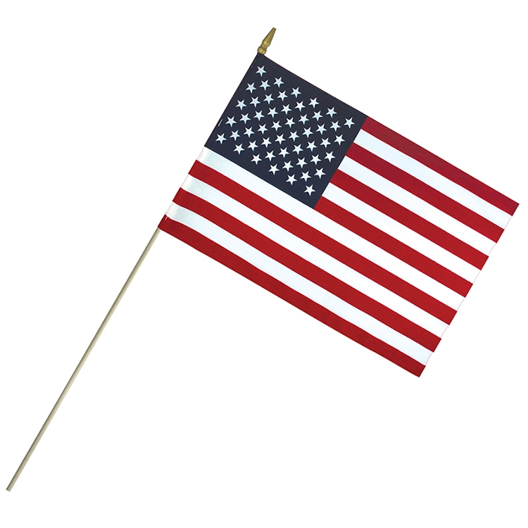 12" x 18" Lightweight Cotton US Stick Flag with Spear Top on a 30" Dowel 1