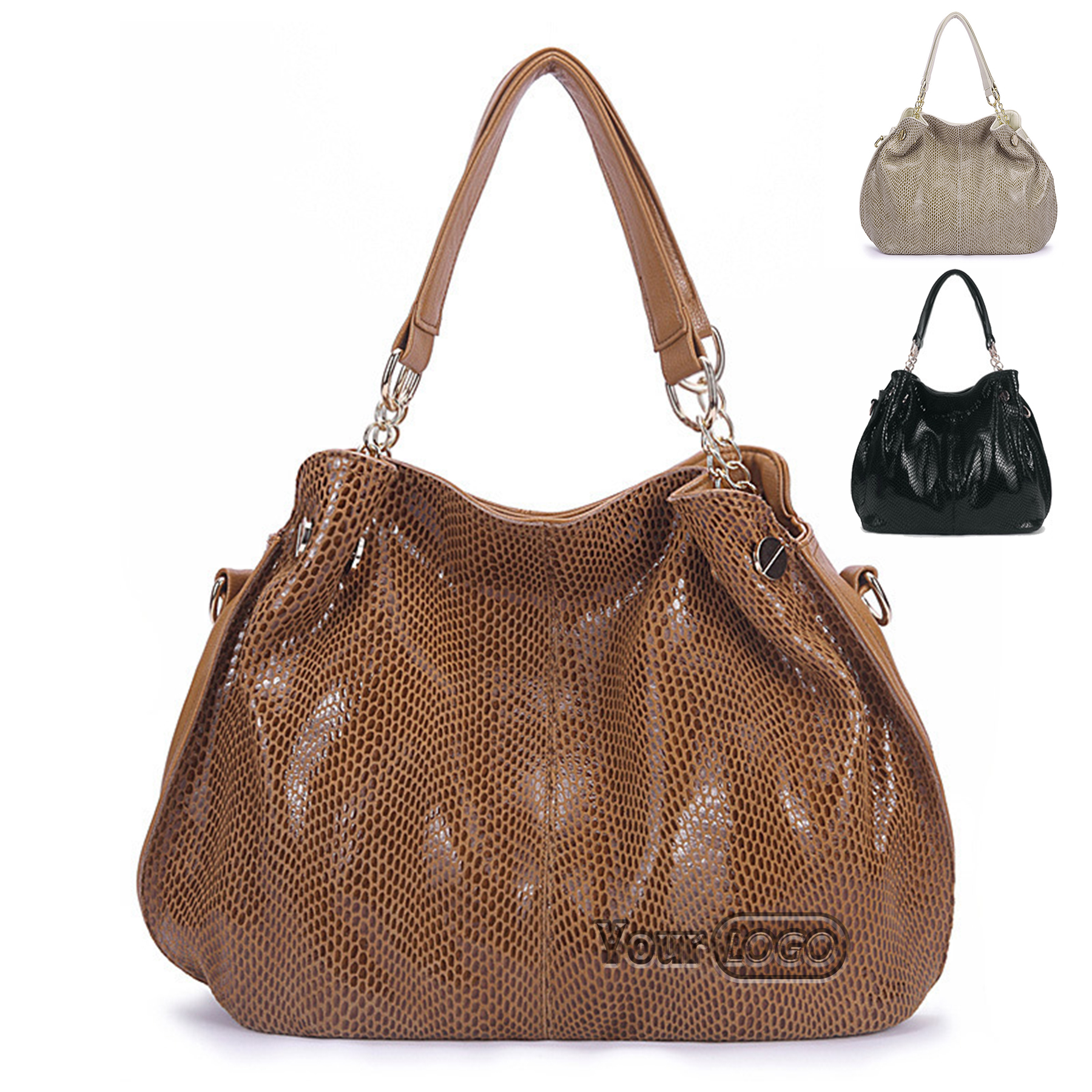 PU Leather Large Serpentine Handbag for women 2