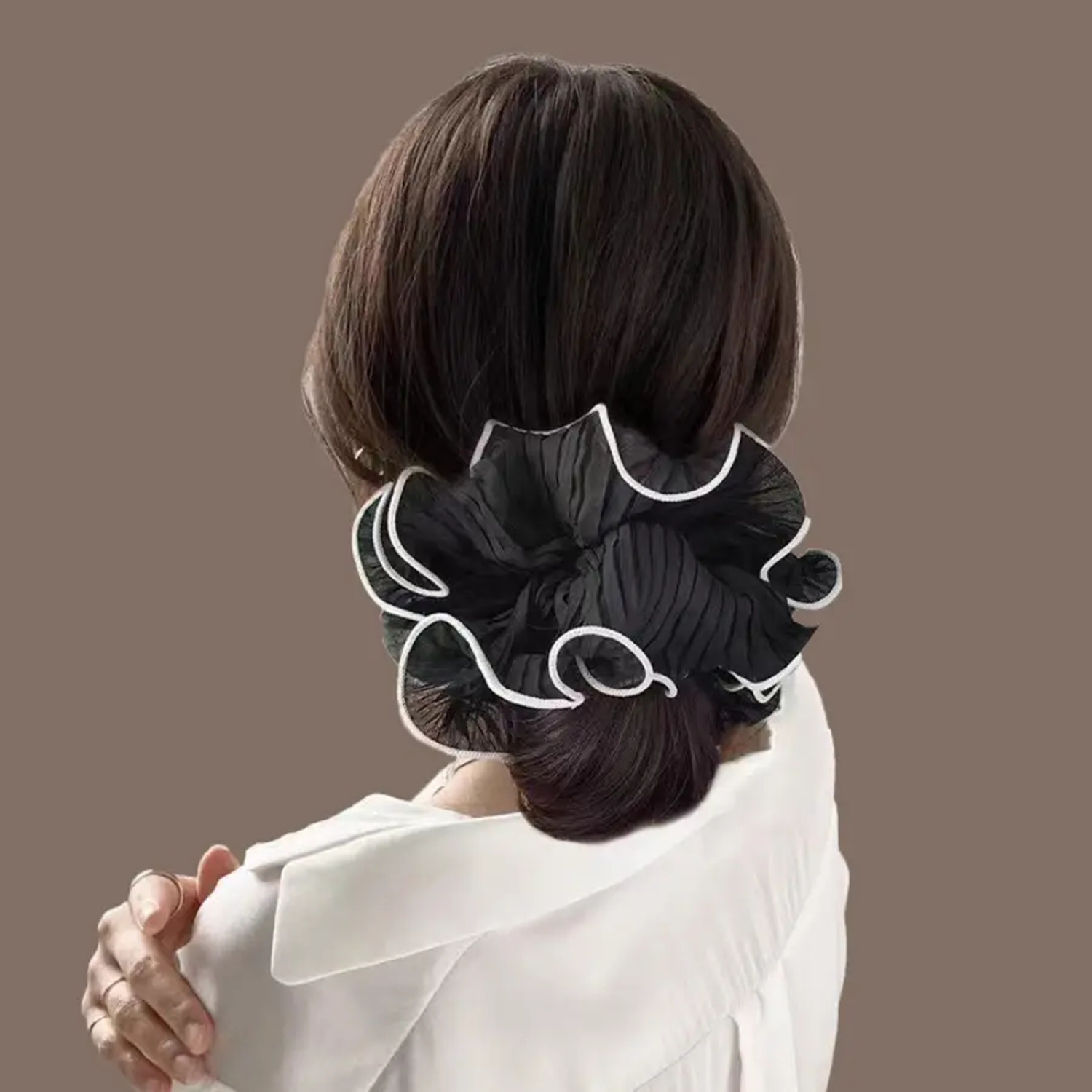 Cute Wavy Lace Flocked Hair Circle Ball Head Tie 6