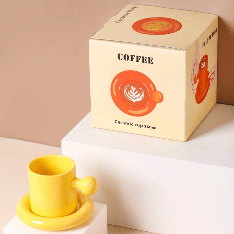 Custom 8.4 OZ. Ceramic Tea Cup Coffee Mug with Saucer Set 1