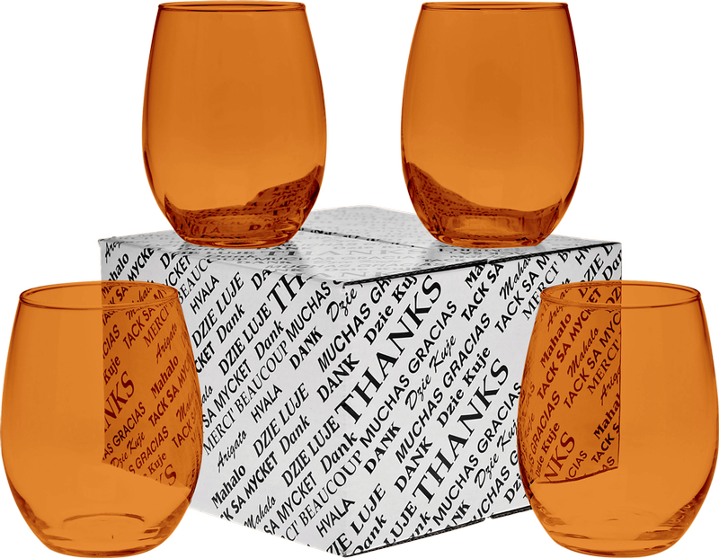 15 oz. Stemless Wine Glass Thank You Set 17
