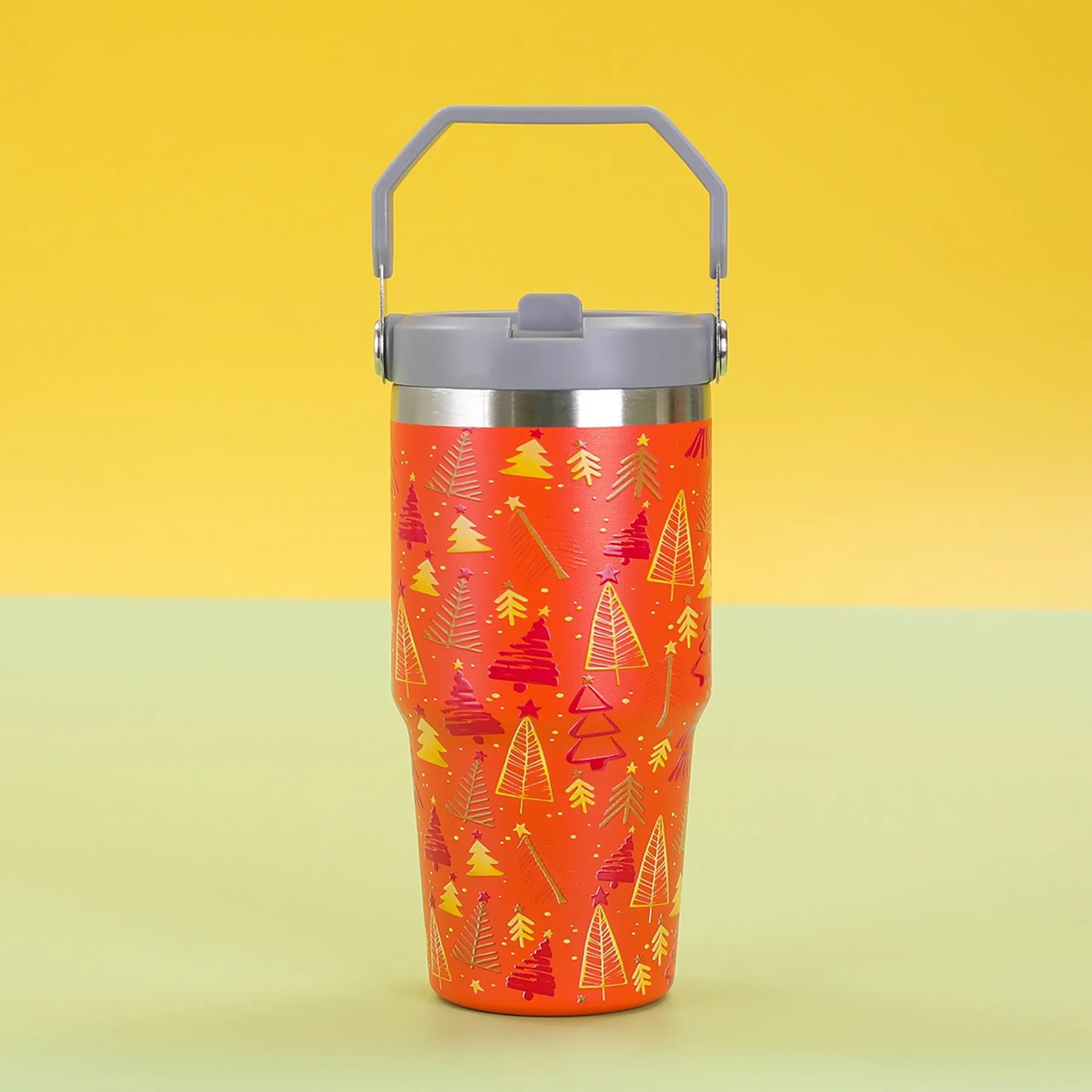 30 Oz. Custom Christmas Theme Vacuum Mug with Straw Lid 2