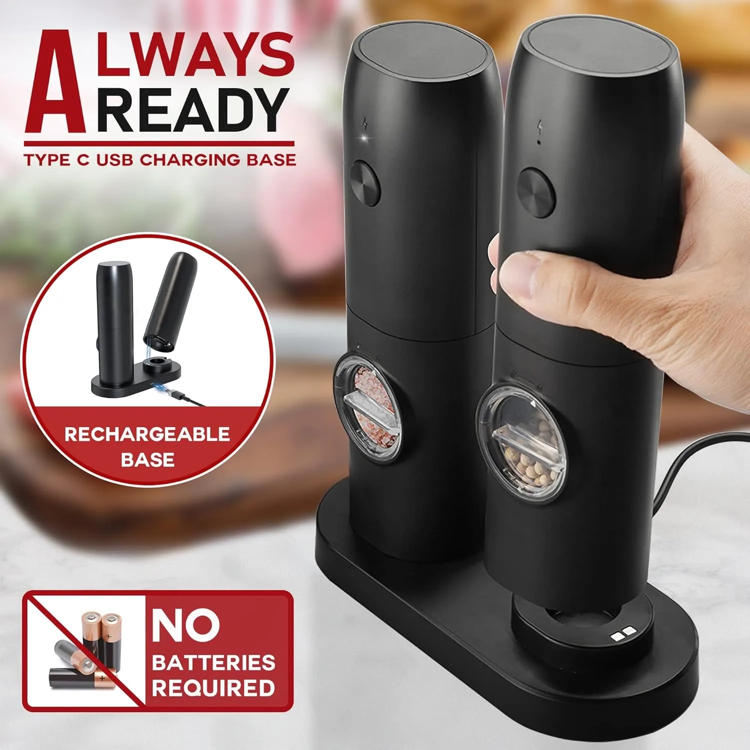 Refillable Automatic Mills Shaker With LED Light 5