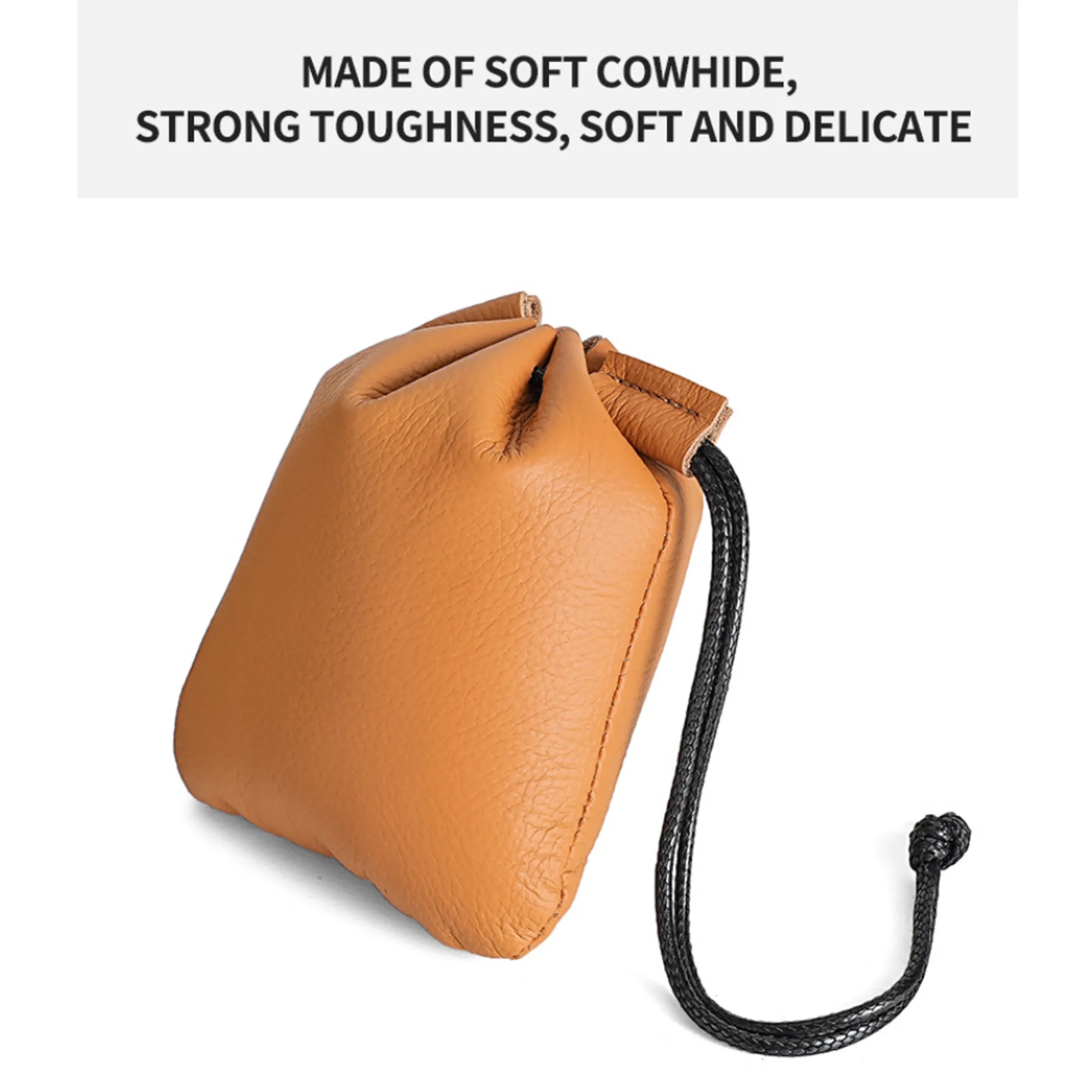 Genuine Leather Drawstring Coin Pouch 7