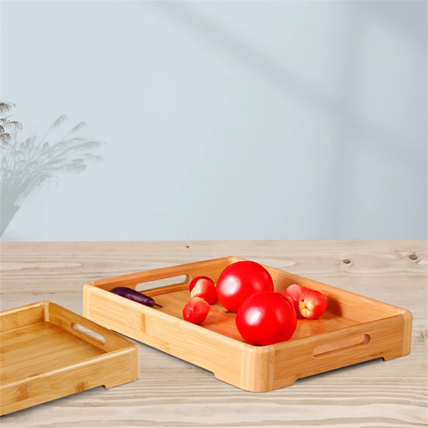 Rectangle Bamboo Tray With Handles 6