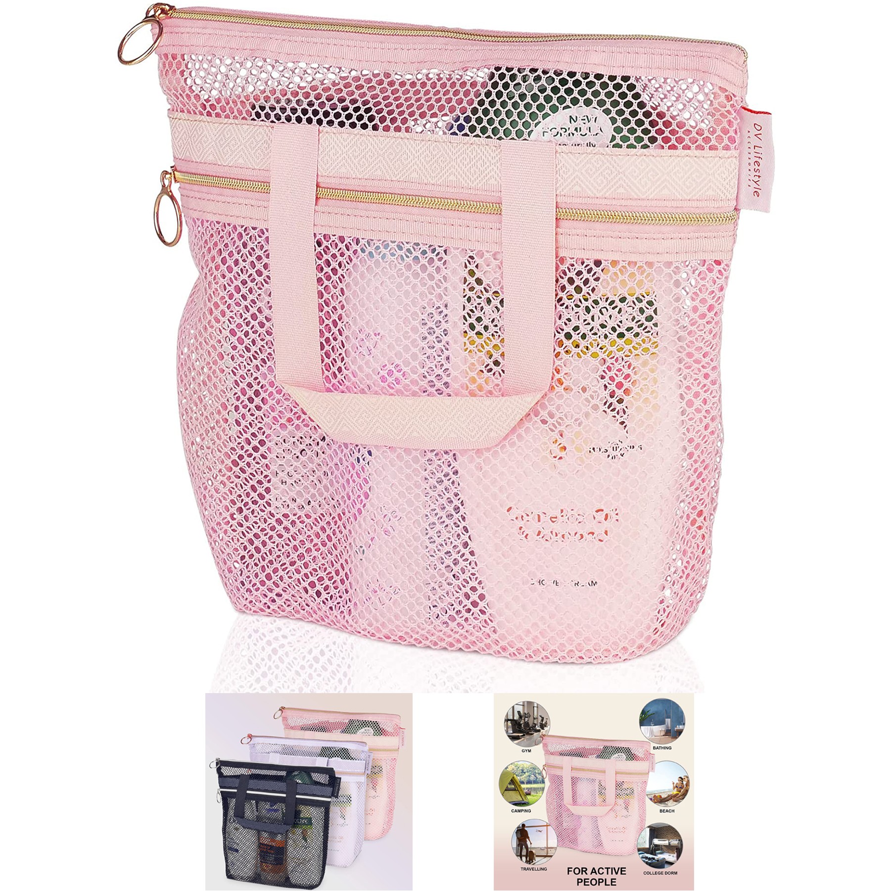 Mesh Shower Caddy 10.2 x 9.9 Inches Quick Dry Shower Bag 1