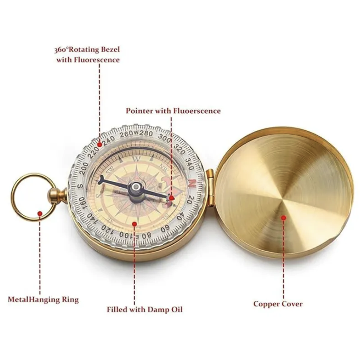 Pocket Watch-Style Luminous Compass 3