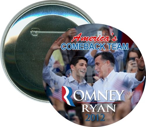 America's Comeback Team, Romney Ryan, 2012, Political Button