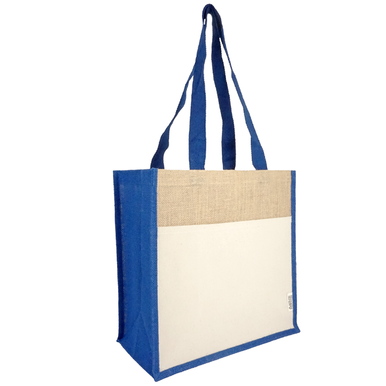 Miami Recycled Cotton Front Pocket Jute Tote, custom tote bag with logo imprint 19