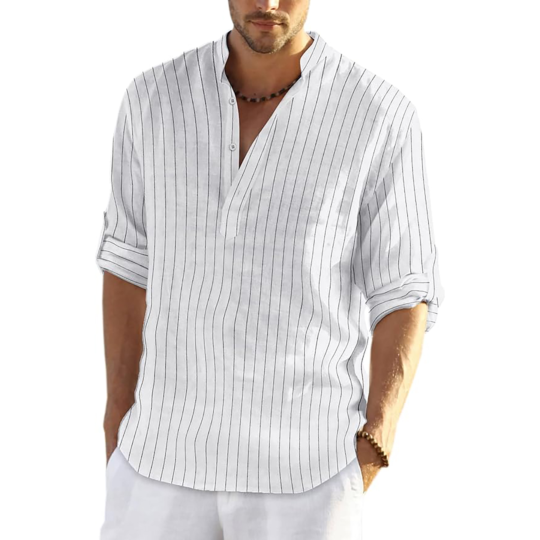 Casual Henley Collar Shirt 23