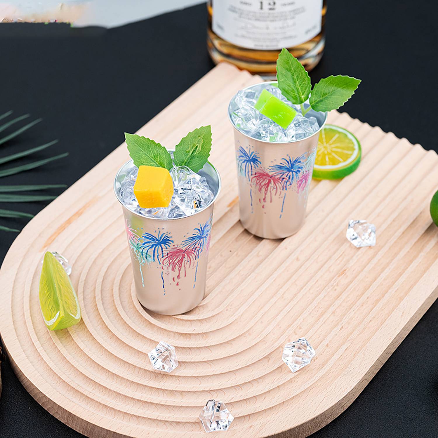 5oz Color-Changing Aluminum Cold Drink Cup - Firework Design 1