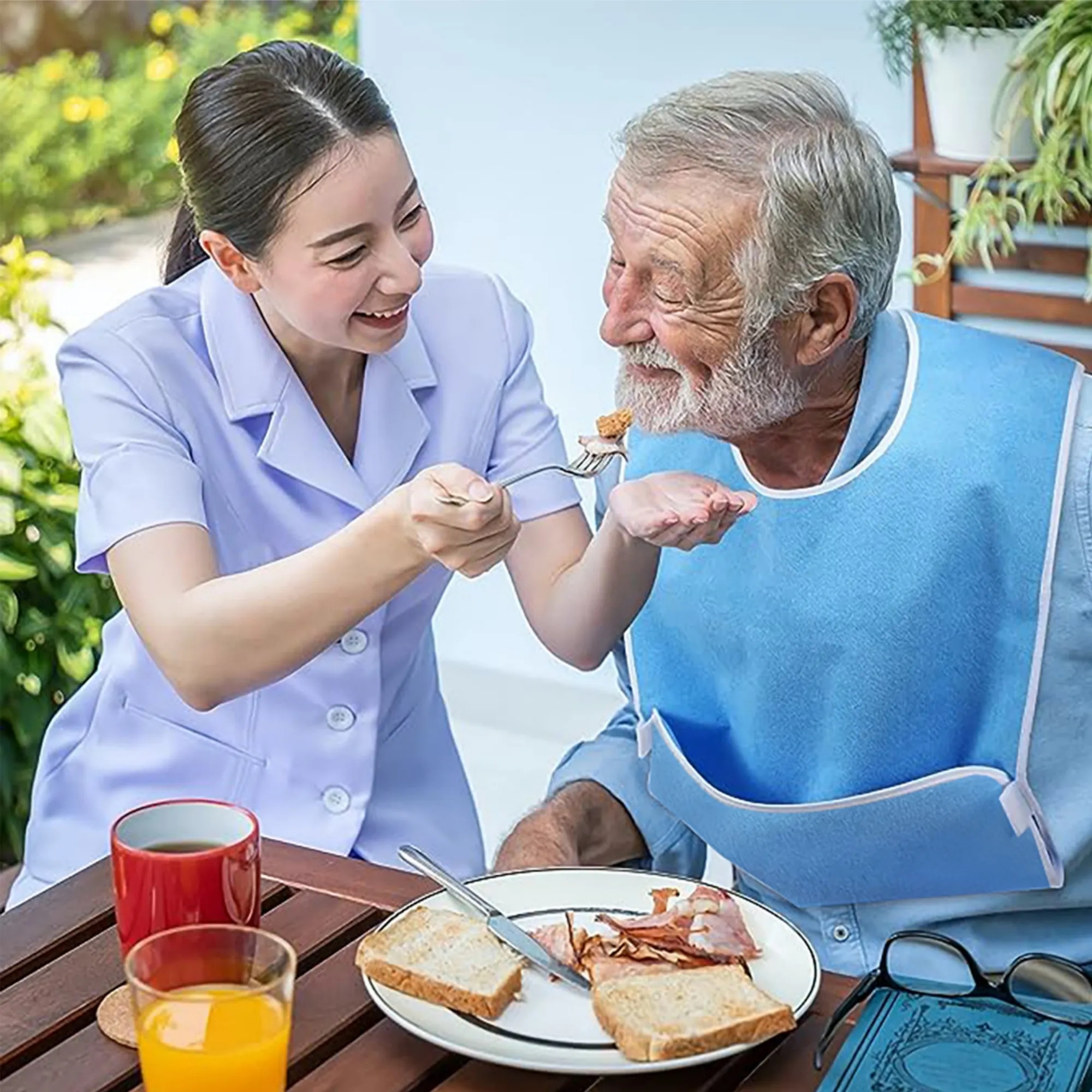 Adult Bibs Care Eating Napkin Apron For Elderly 4