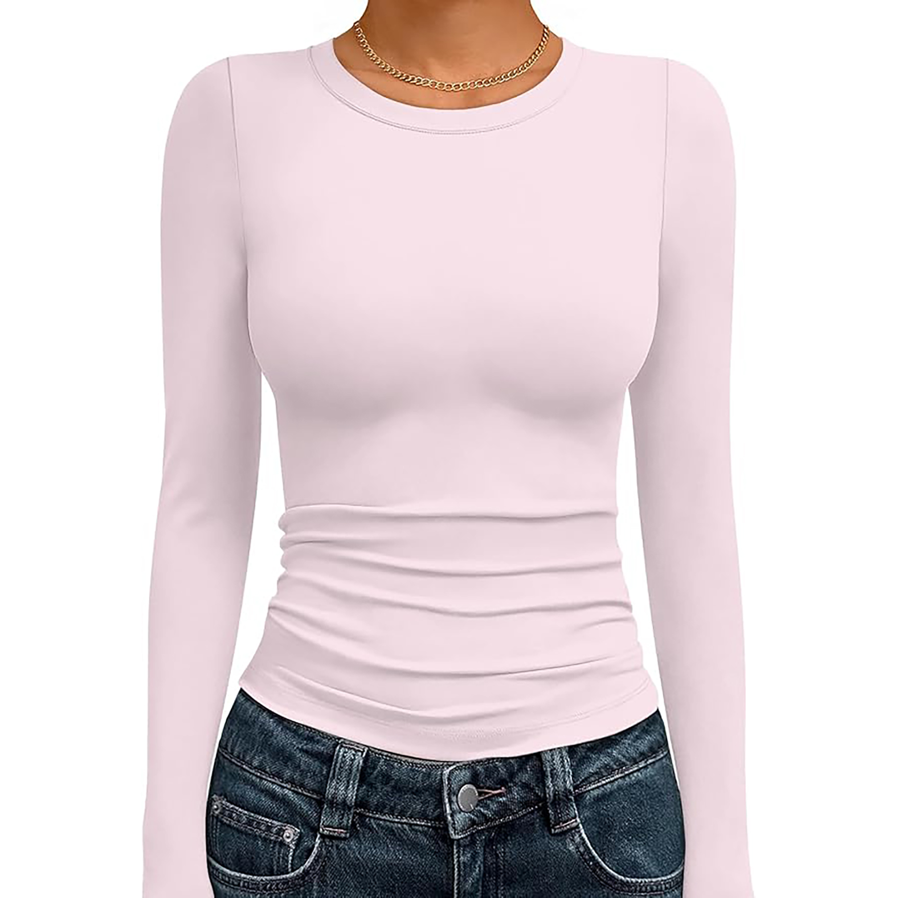 Women's Basic Round Neck Crop Top 35