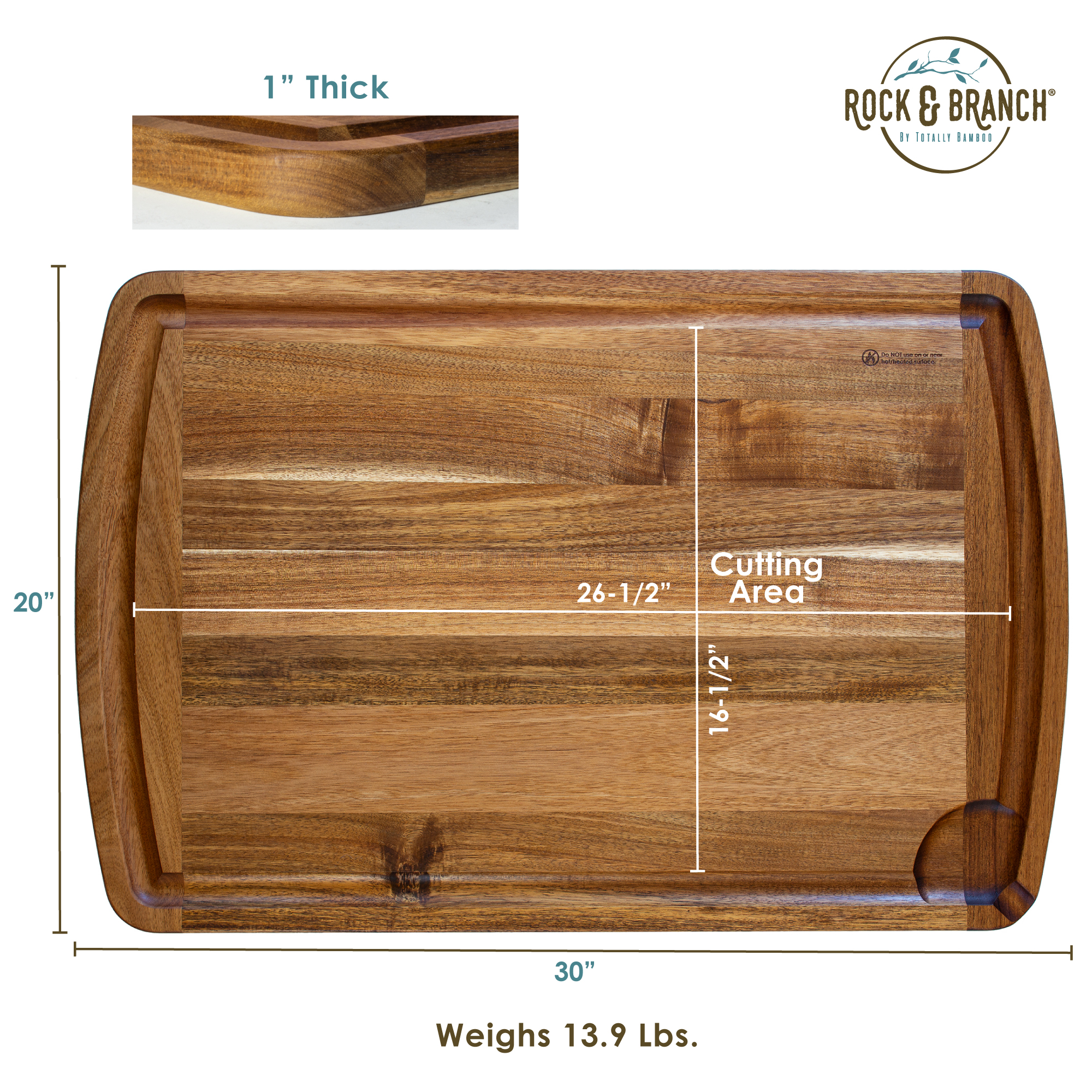 Rock & Branch® 30" Acacia Cutting Board 3