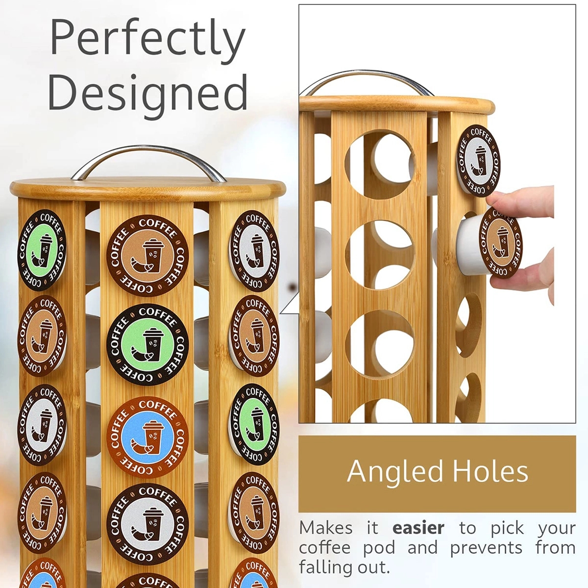 Bamboo Coffee Pod Organizer Compatible With K-Cups 7