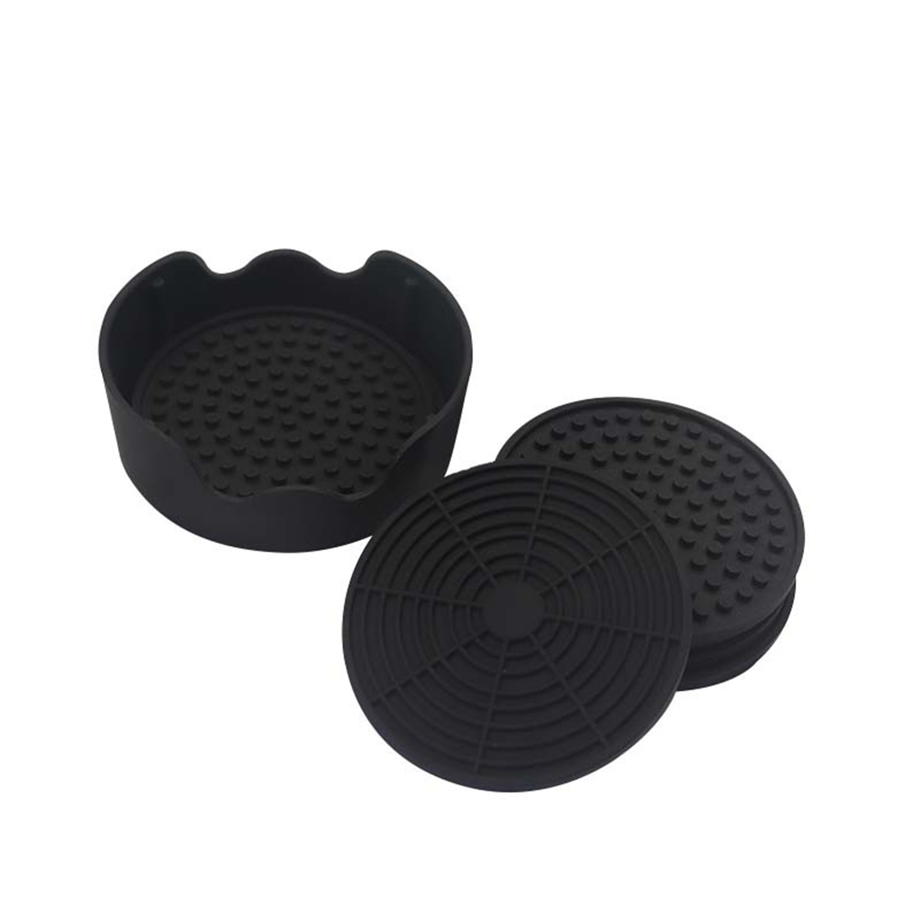 6 Pieces Silicone Coaster With Holder 4