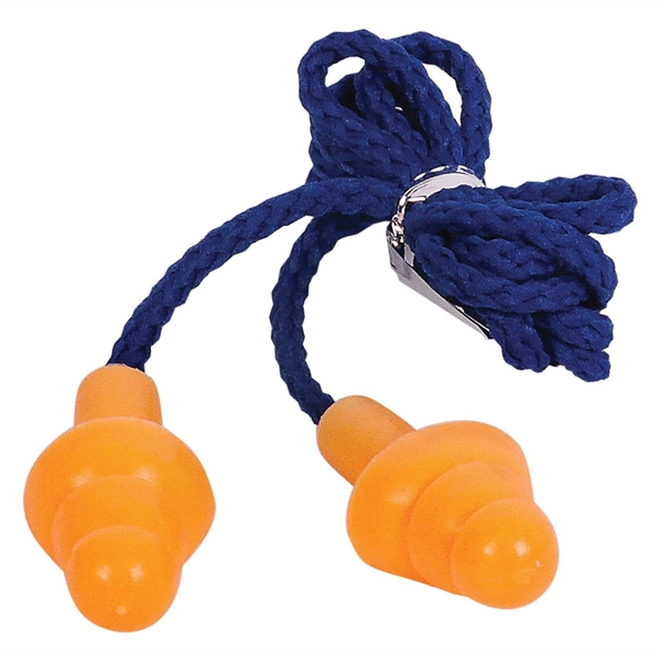 Silicone Earplugs With Blue Nylon Cord and Clear Clip Case 1