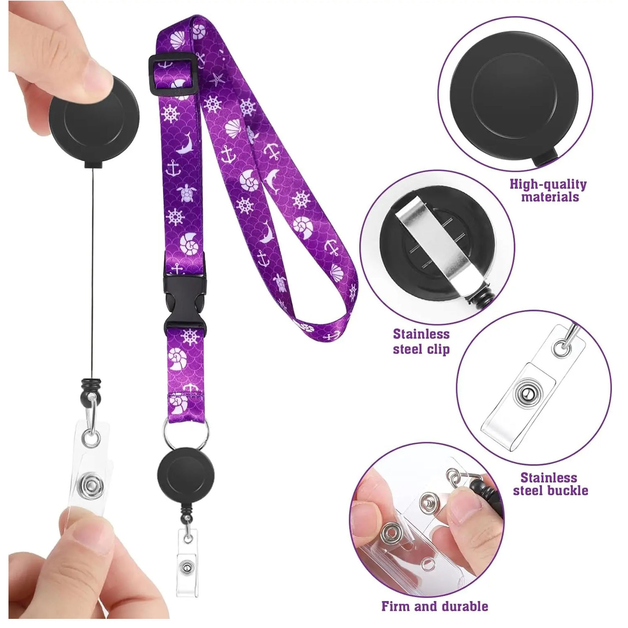 Waterproof Retractable Lanyard with ID Badge Holder 4