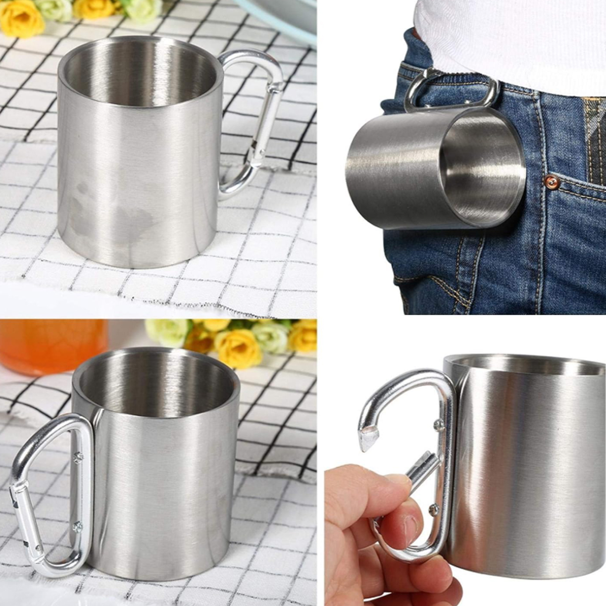 13Oz. Stainless Steel Mug with Carabiner Handle 7