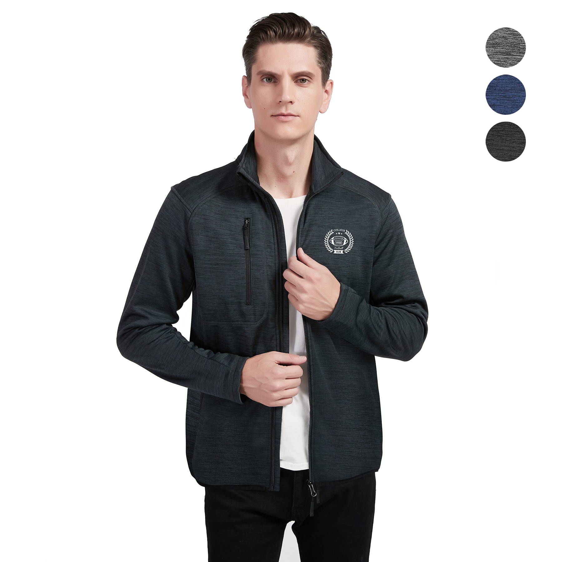 Men's Full-Zip Sweater Fleece Jacket with Chest Pocket 8