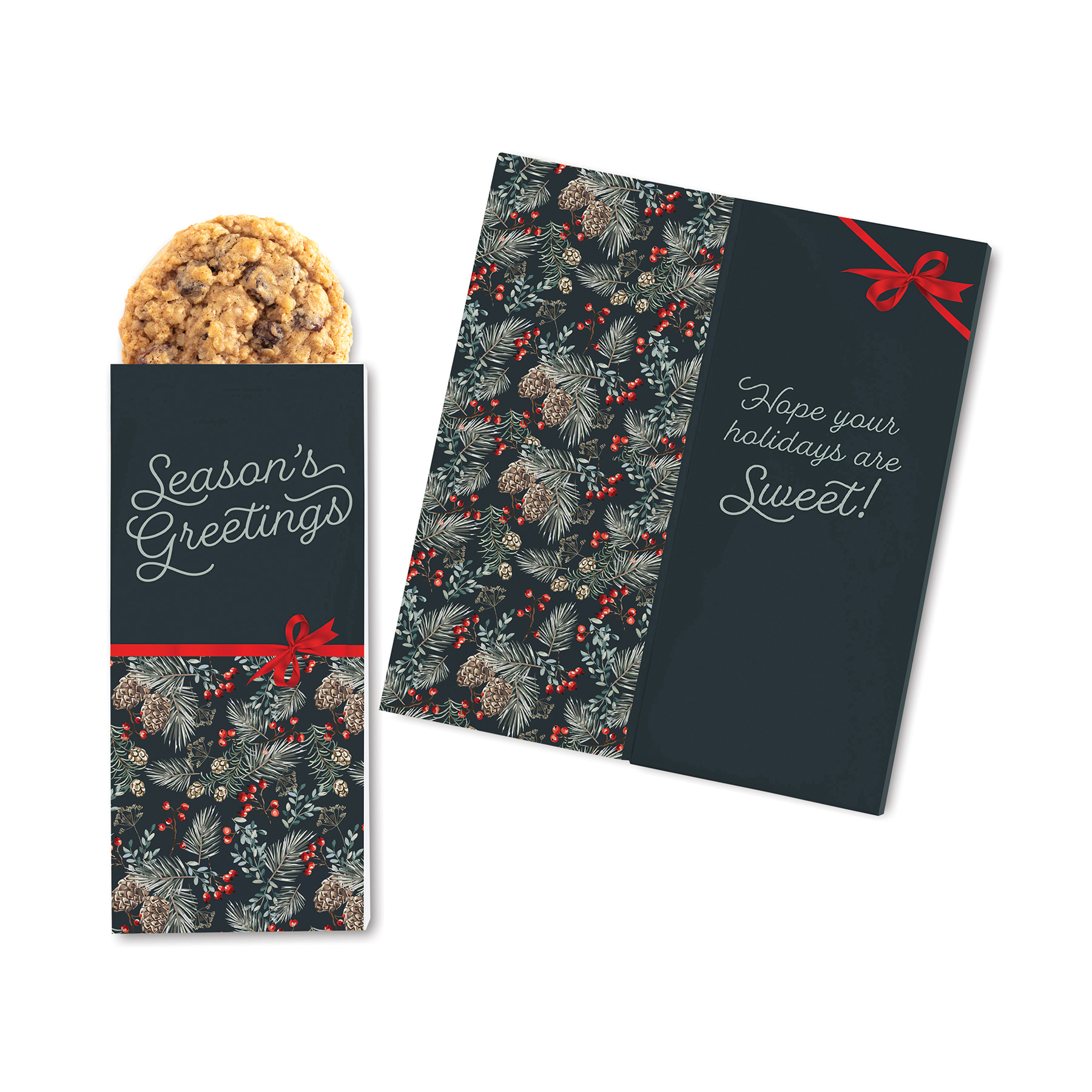 One Color Foil-Stamped Stock Pine Boughs & Berries Sweeter Cards with Oatmeal Raisin Cookies 2