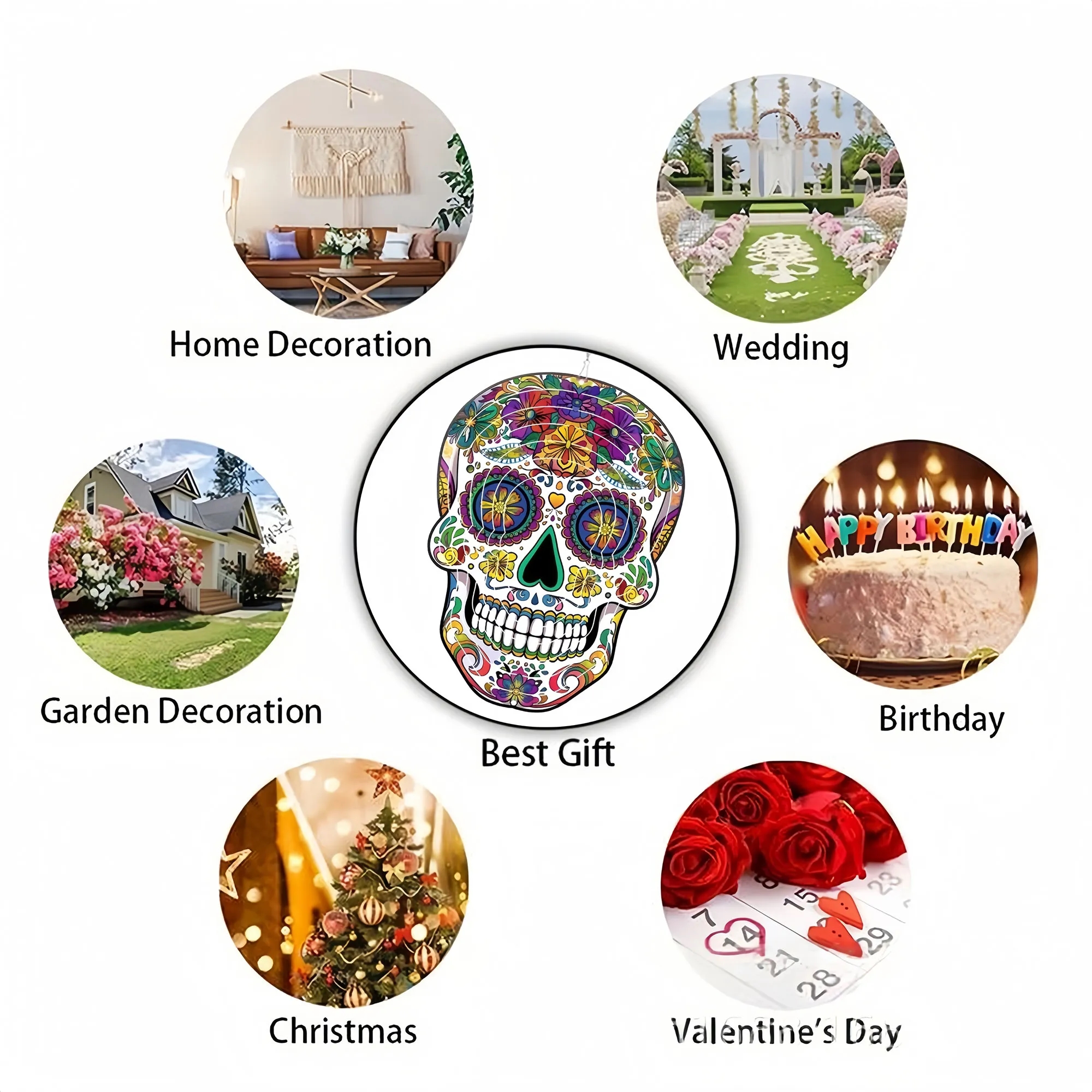 Vibrant 3D Skull Wind Spinner For Halloween Decor 11