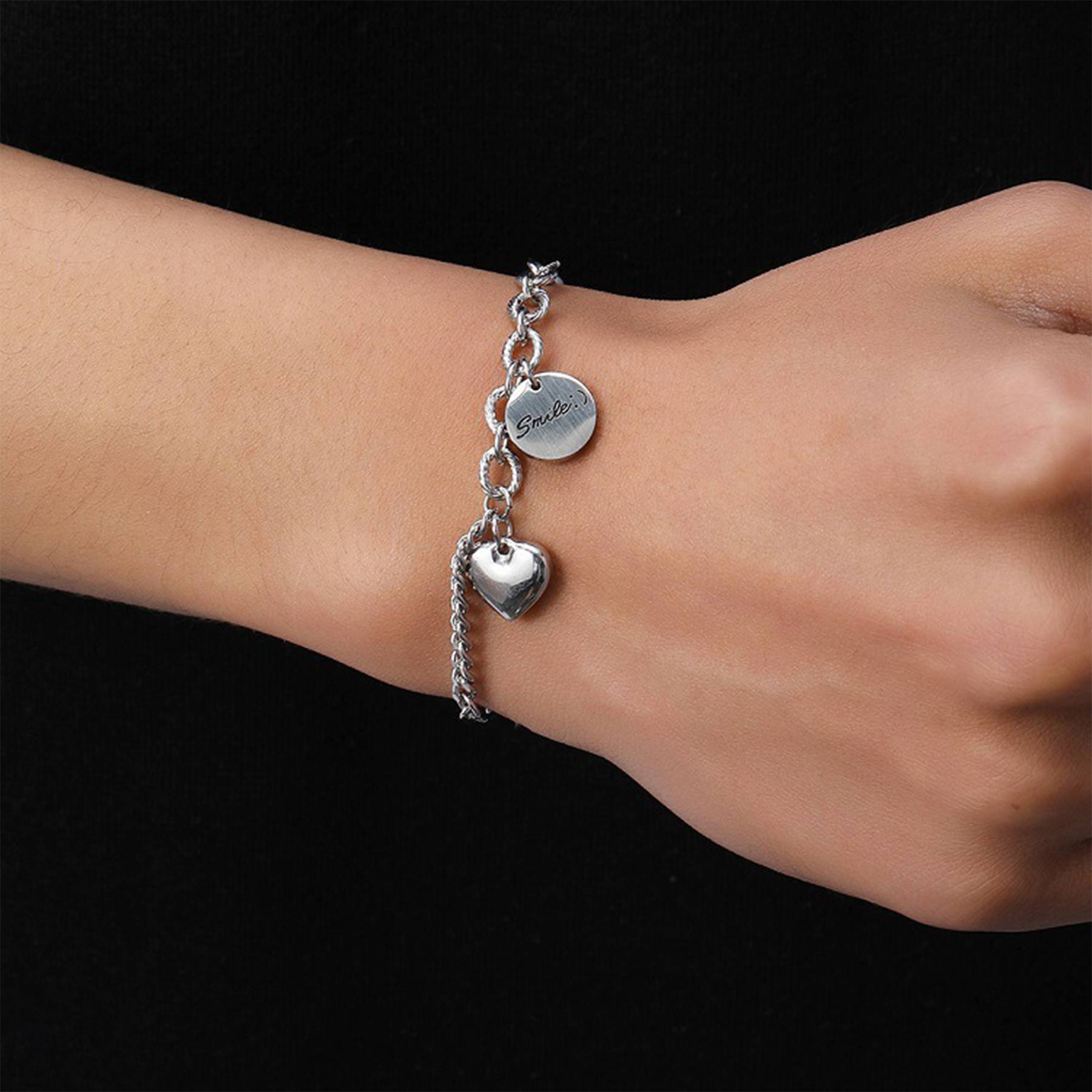 Stainless Steel Peach heart coin bracelet 2