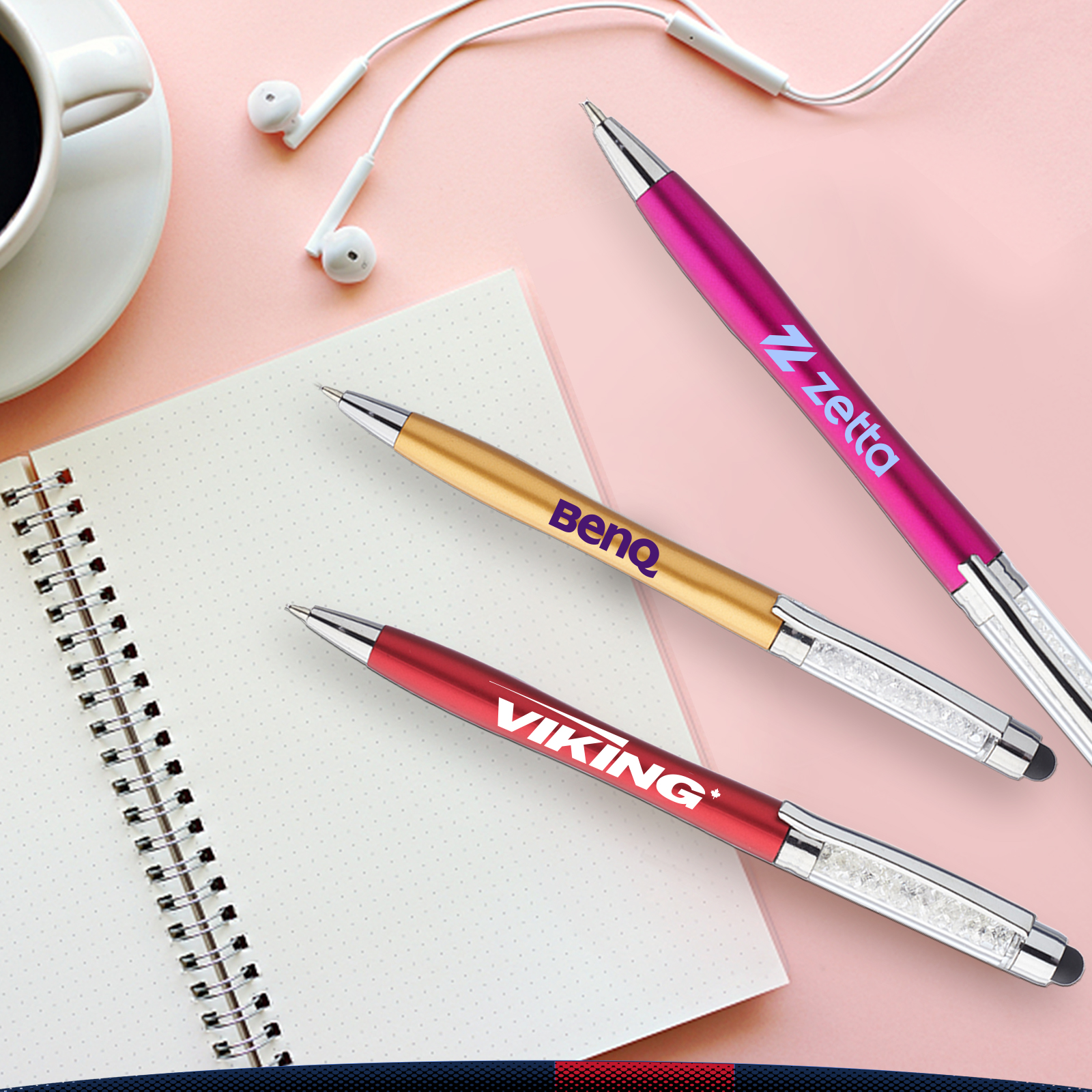 Payton Crystalline Plastic Ballpoint Pen With Stylus 3