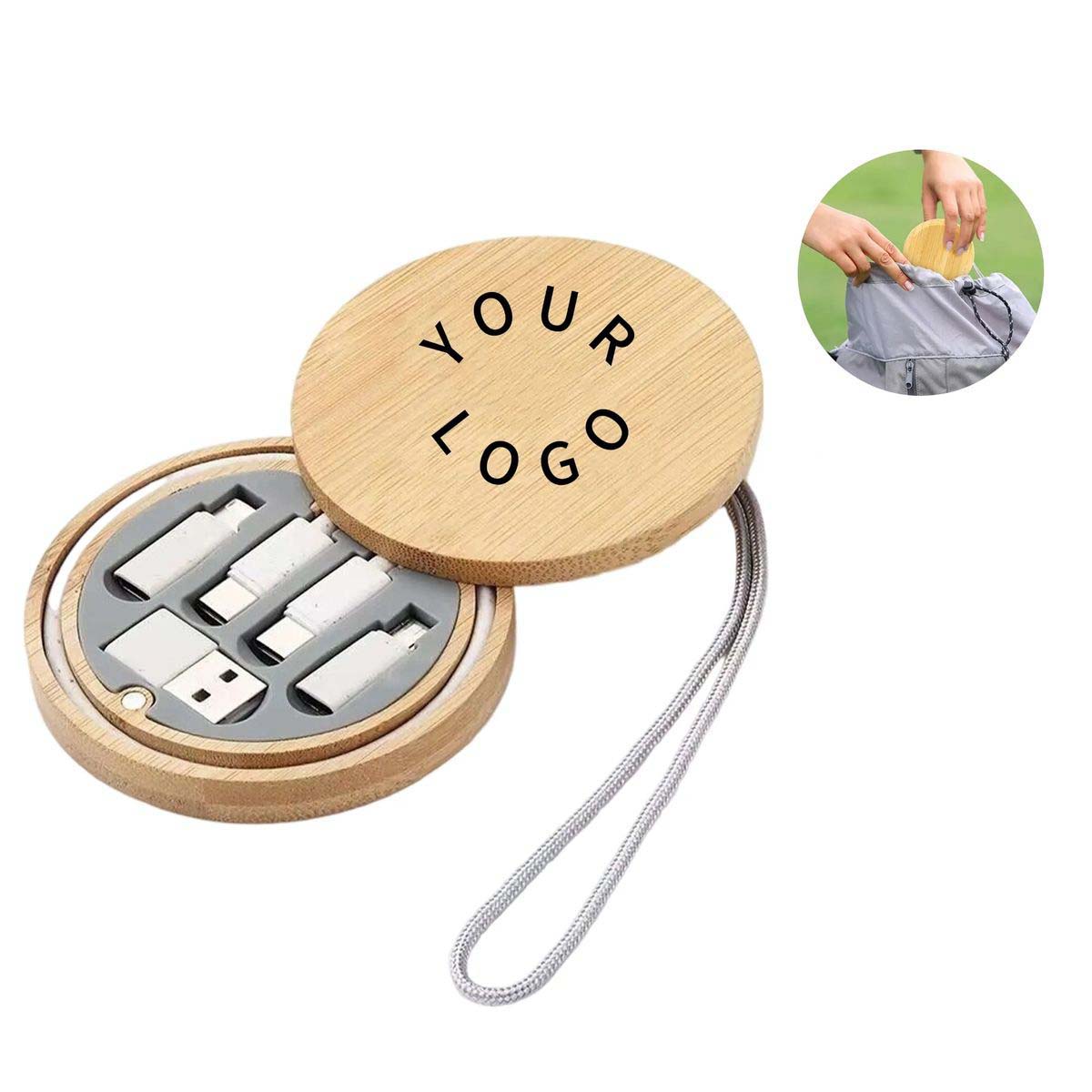 Sustainable Bamboo USB Cable Case for Travel 1