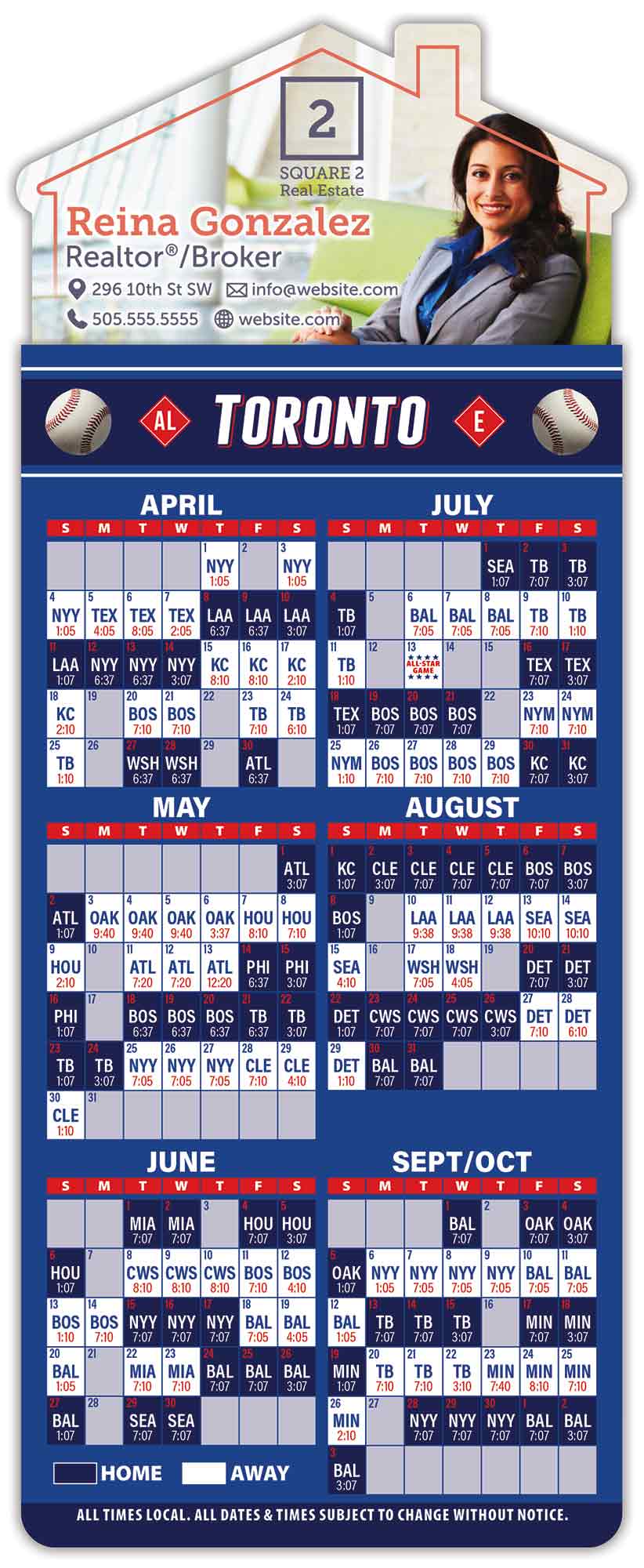 Magna-Card House Shape Magnet - Baseball Schedules (3.5 x 9) 1