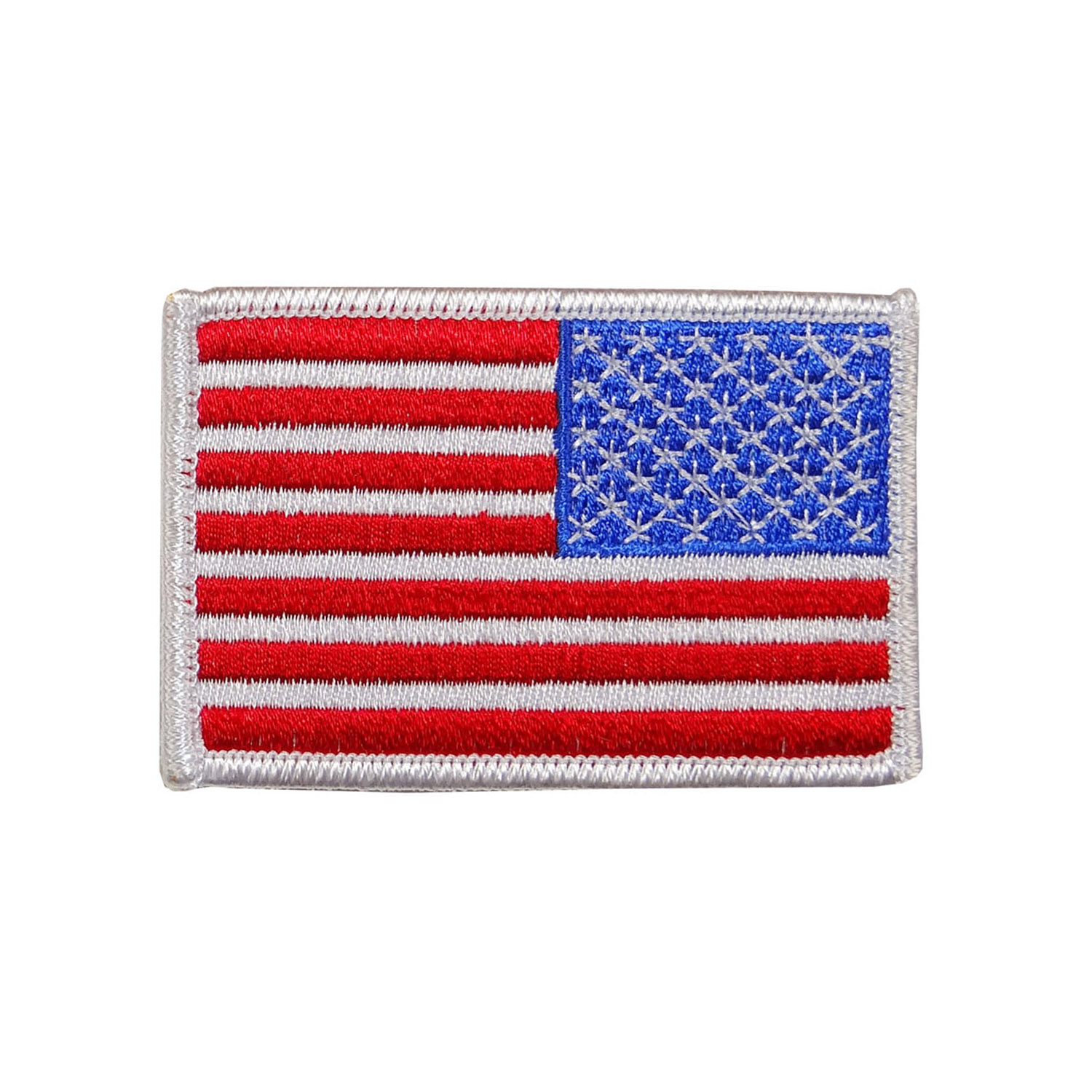 USA - American Reversed Flag Embroidered Patch - White Border - 2" x 3" - EAF-3-White