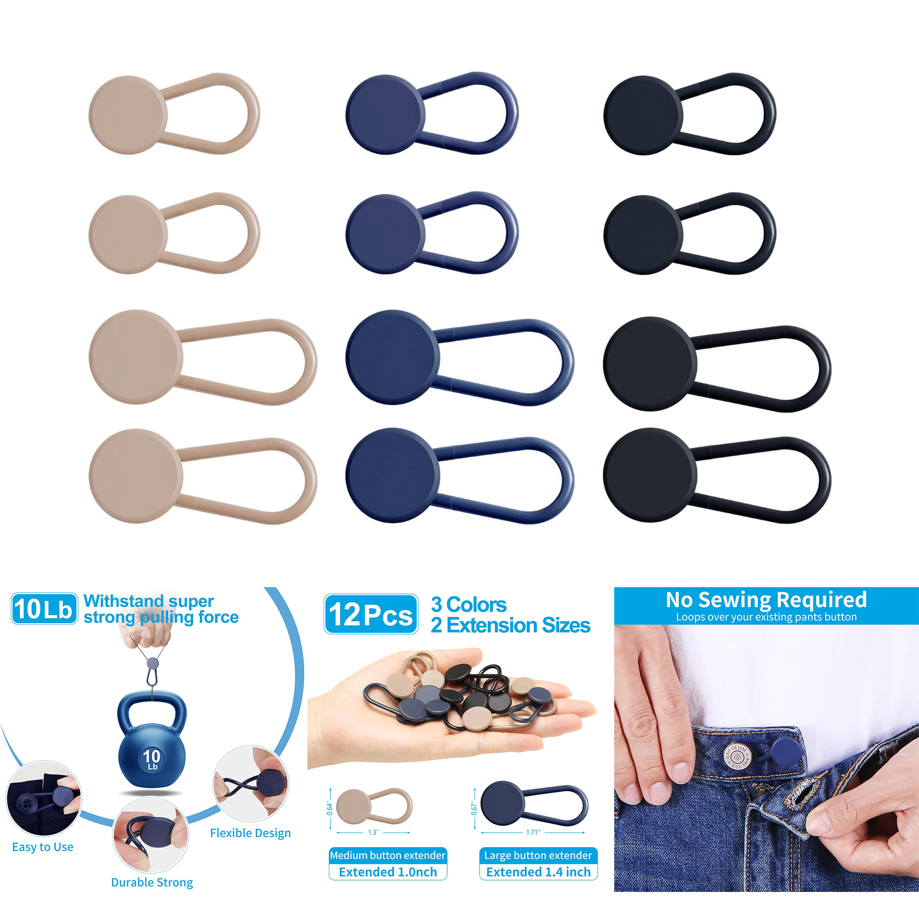 12PCS Button Extenders for Jeans 2