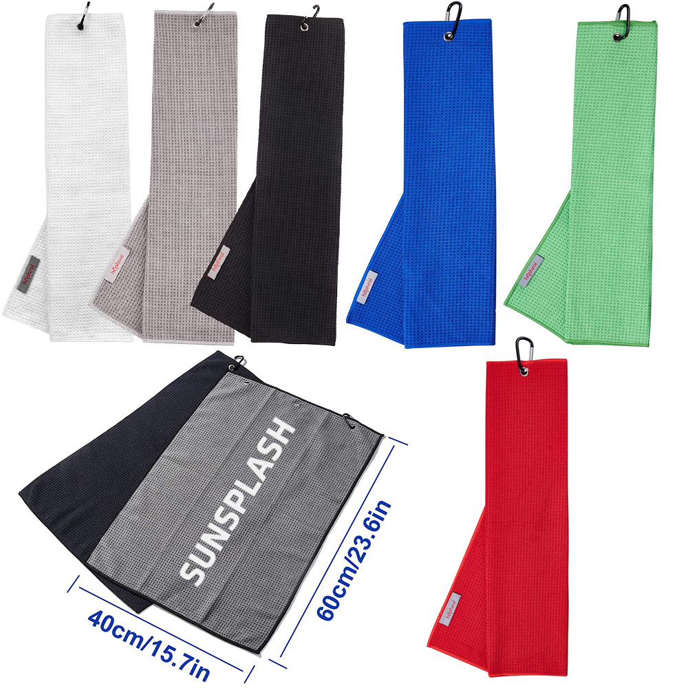 16" x 24" Hemmed Color Microfiber Golf Towel W/Hook 1