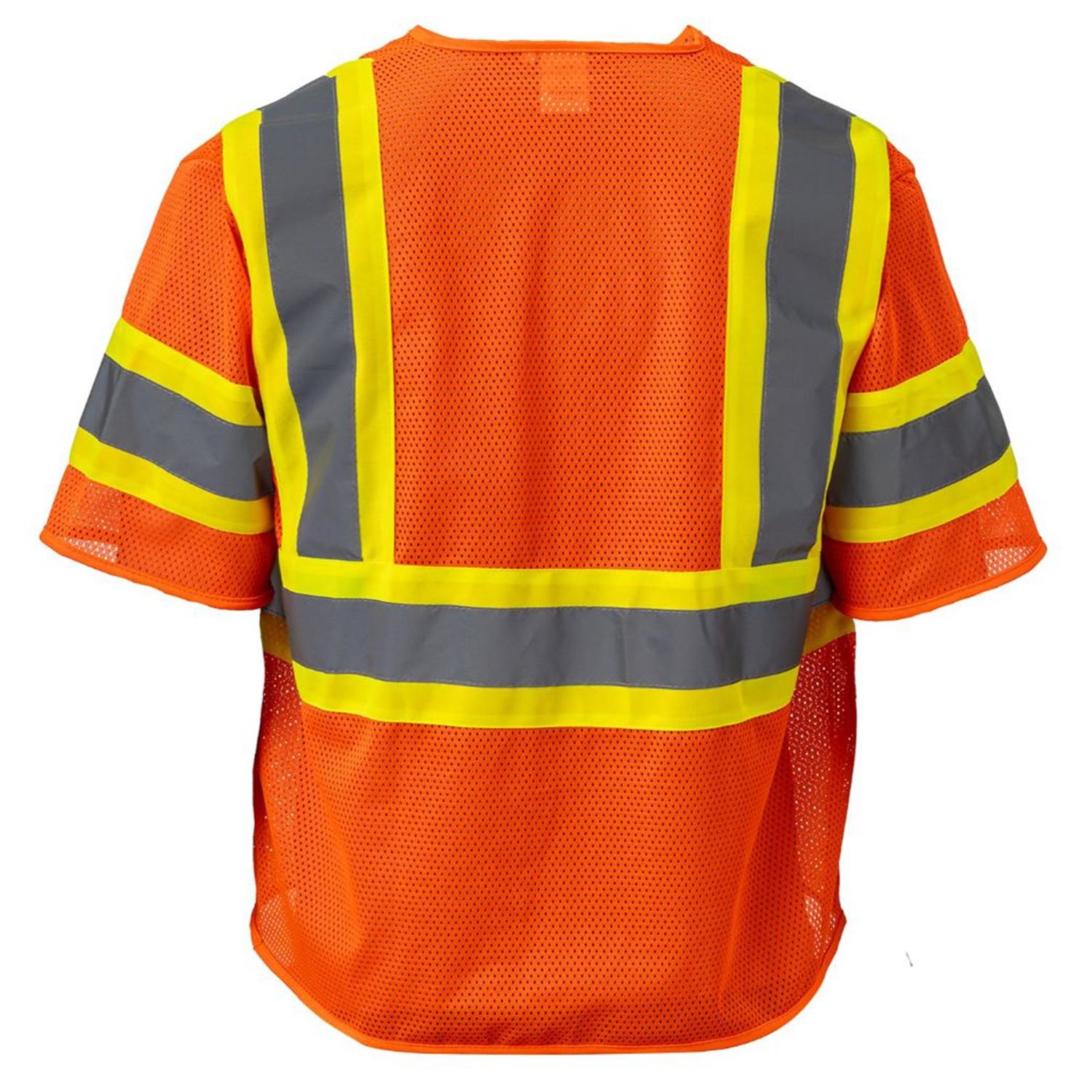 3.8oz. Polyester Class 3 Two Tone Reflective Safety Hook & Loop Vest With Pocket 4