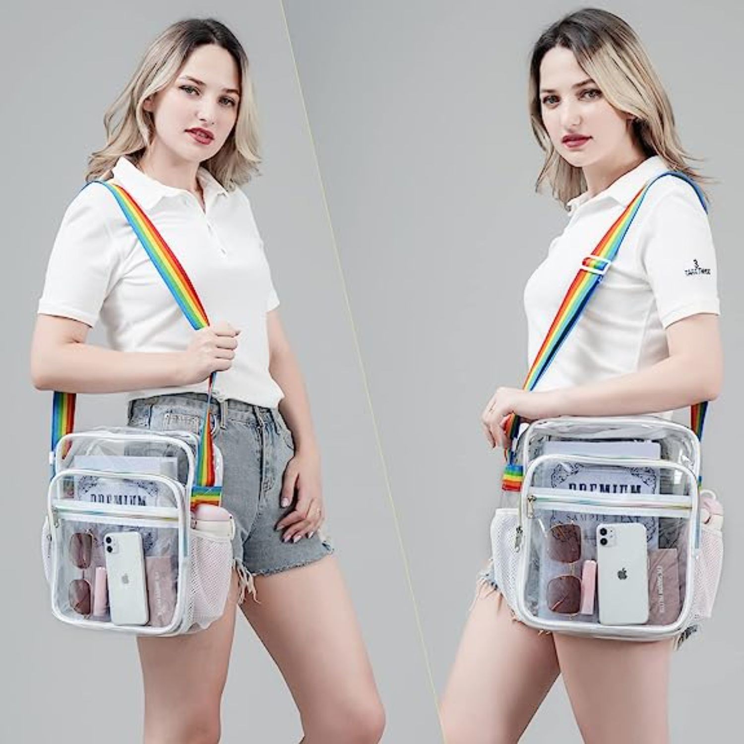 Crossbody Messenger Clear PVC Shoulder Stadium Approved Bag with Mesh Pockets 3