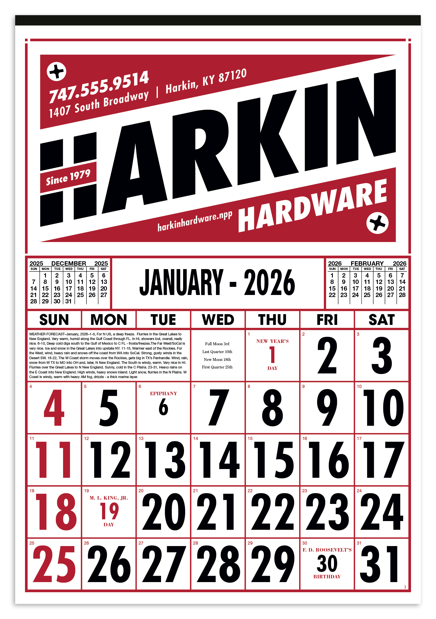 Skinner & Kennedy® Commercial 12-Sheet Calendar 7
