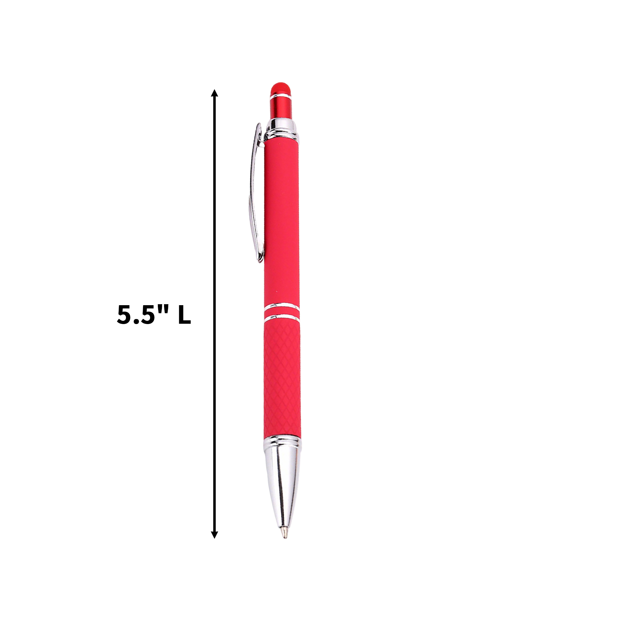 Metallic Stylus Ballpoint Pen With Soft Touch 5.5" Length 12