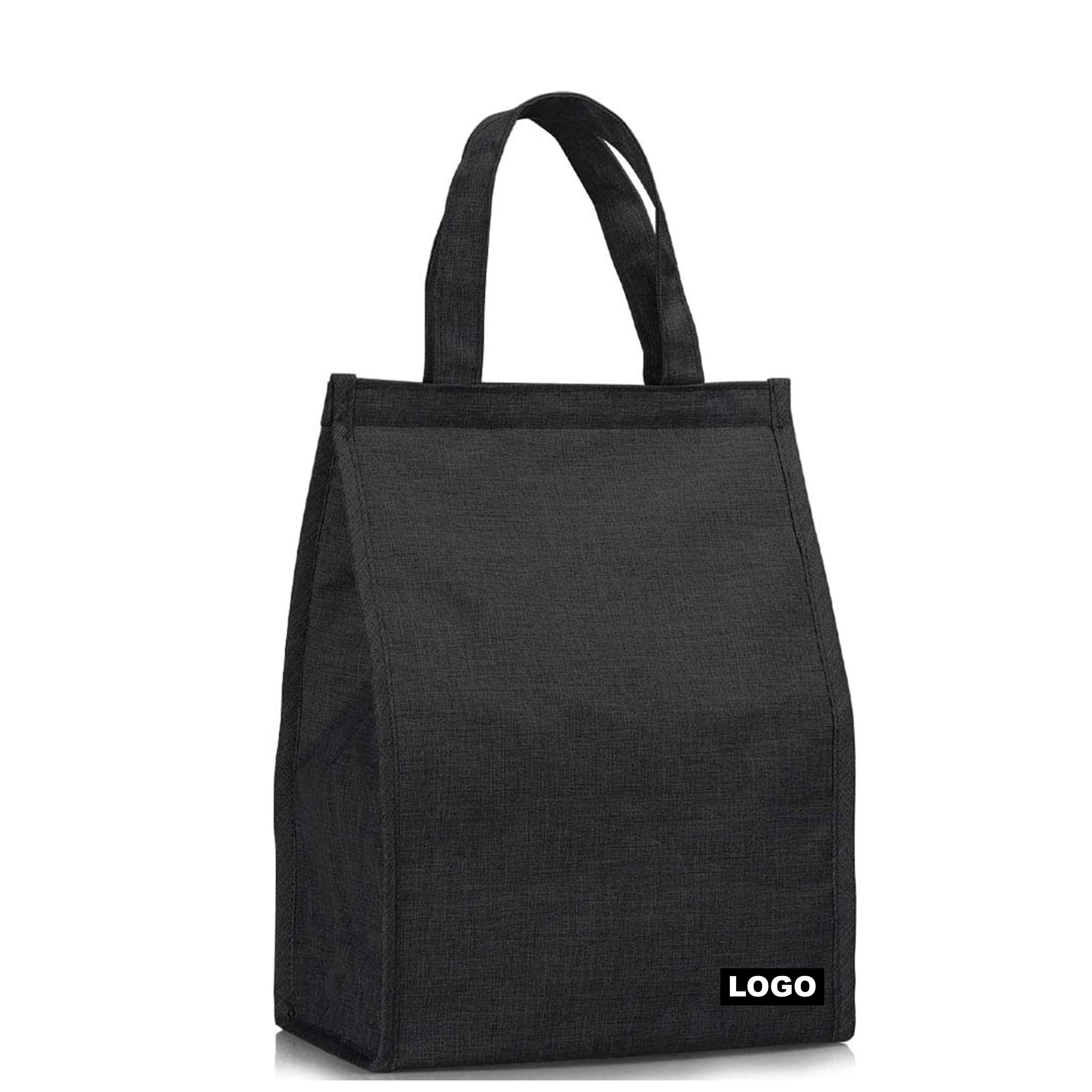 Simple Waterproof Insulated Large Adult Lunch Tote Bag -Black 2