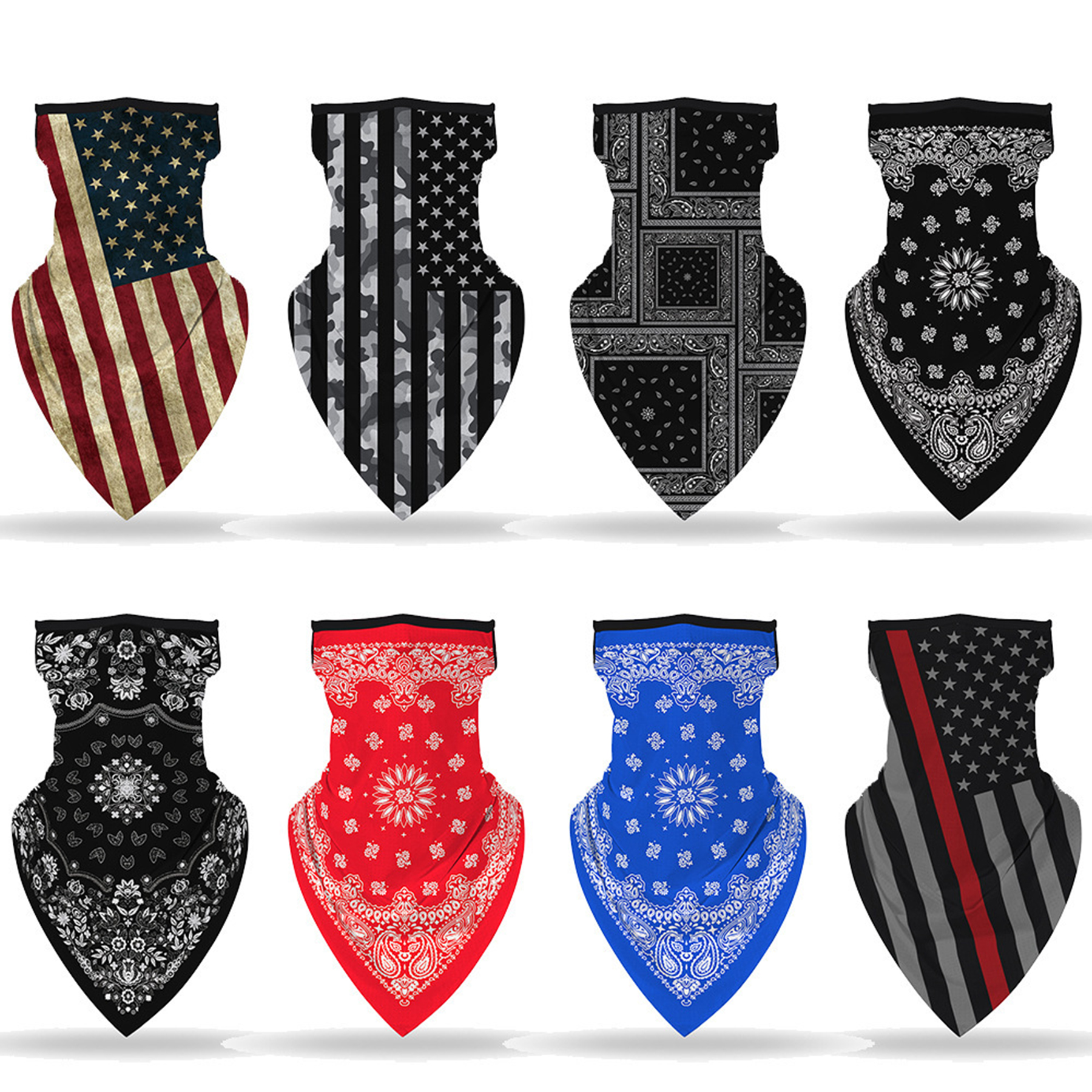 Patriotism American Us Flag Face Bandana With Ear Loop 2