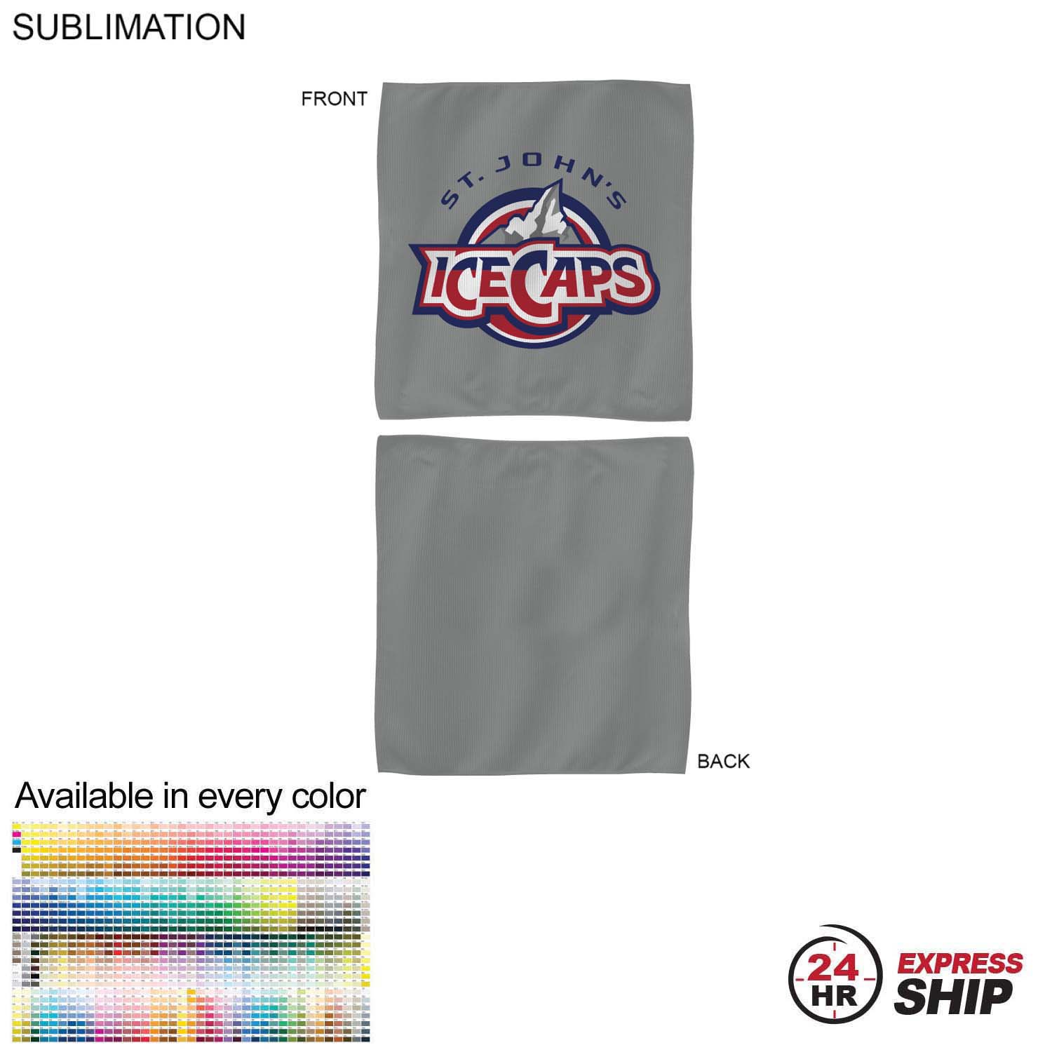 24 Hr Express Ship - Colored Microfiber Dri-Lite Terry Rally, Sports, Skate Towel, 15x15, Sublimated 2