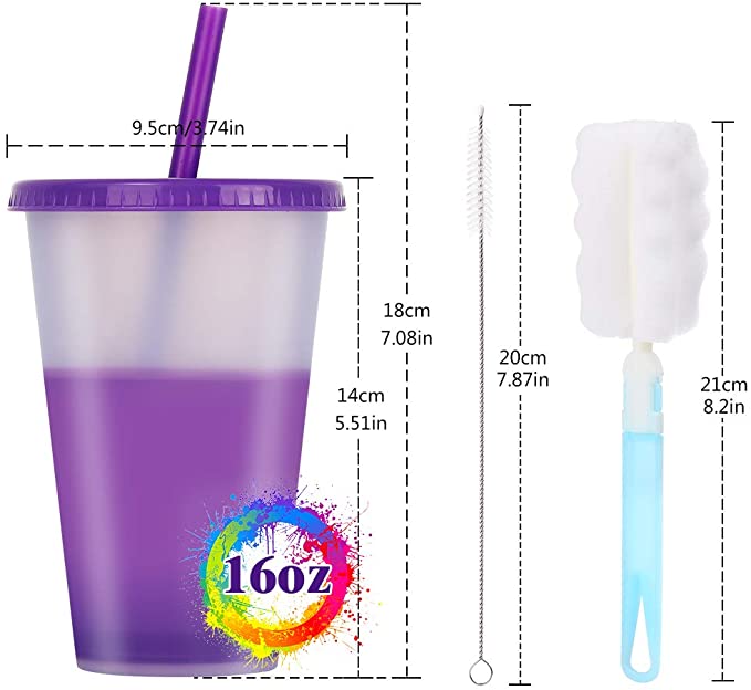 16 OZ Transparent G PP Sensitive Dandruff Tumbler/Lid and Straw Cup 8