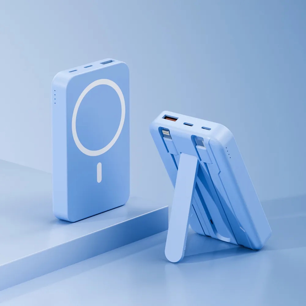 10000mAh Magnetic Power Bank with Stand & Built-in Cables 1